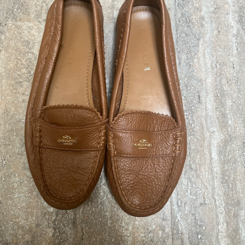 Coach Brown Leather Flats Moccasin Style